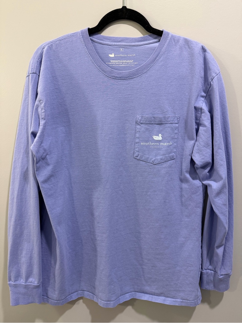 Southern Marsh Fishing Long-Sleeve Pocket Tee Purple Size L